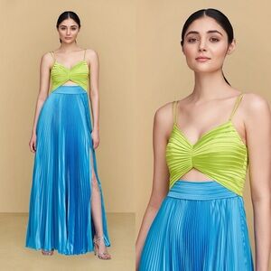 Amur Silas Two Tone Maxi Dress Adonis Blue Size 4 NWT